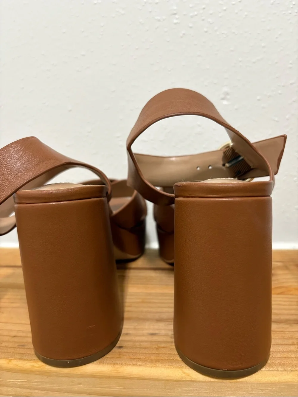 Steve Madden Brown Leather Platform Block Heel Sandals